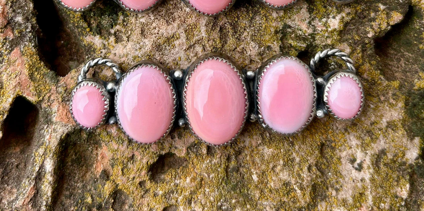 5 Stone Pink Conch Necklace