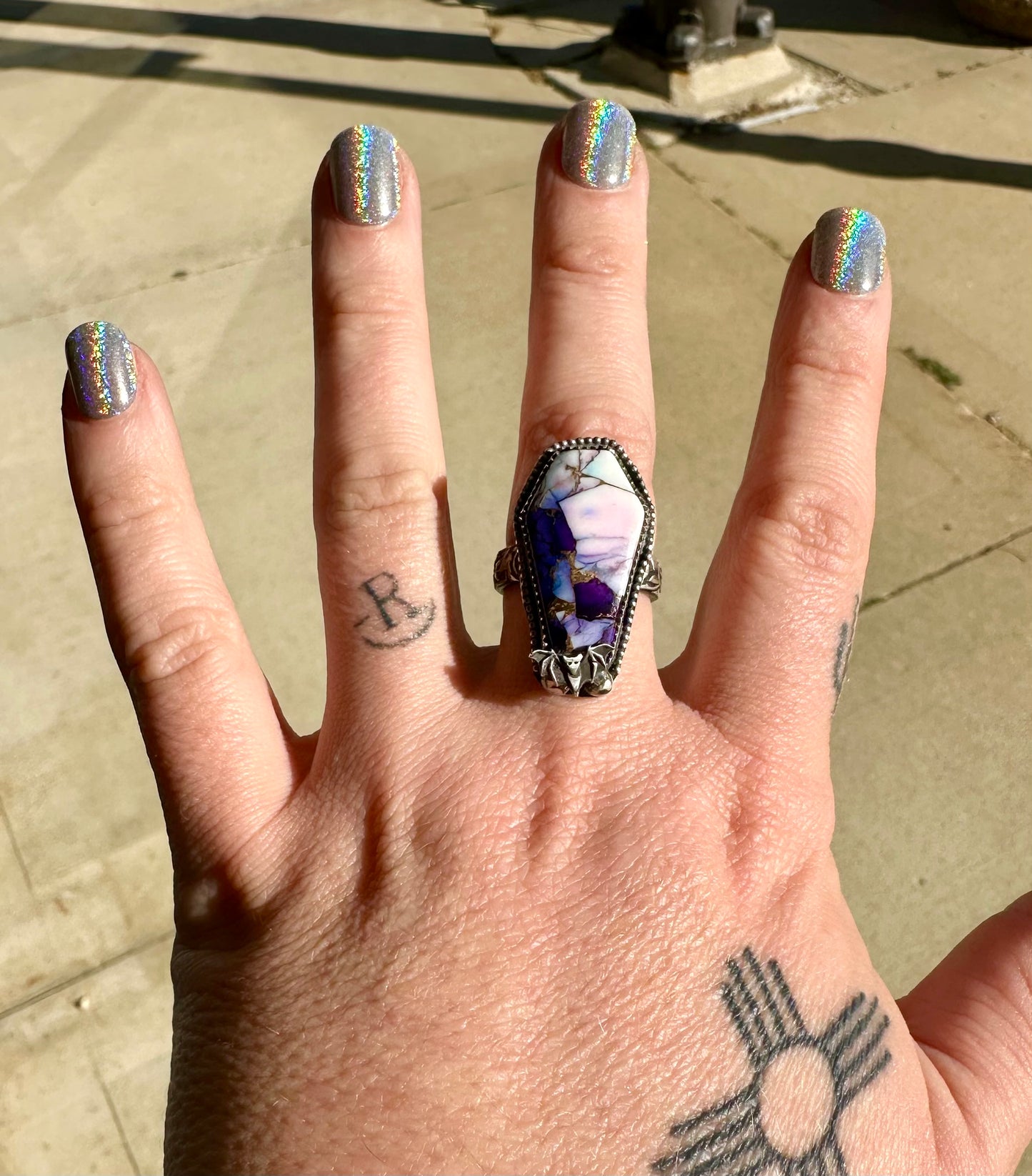 Adjustable Purple Mojave Coffin Ring