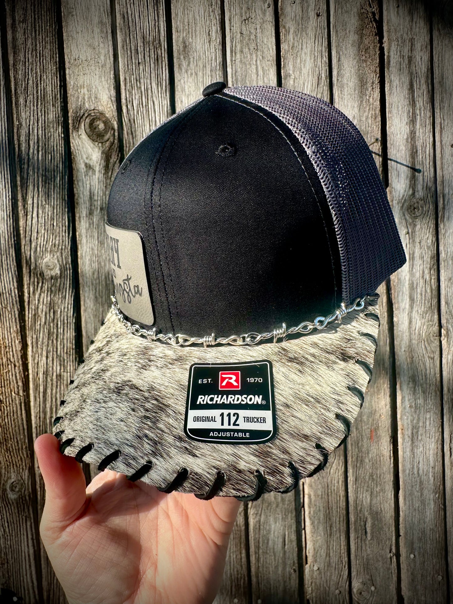 “Gray and Gangsta” Cowhide Trucker Hat #18