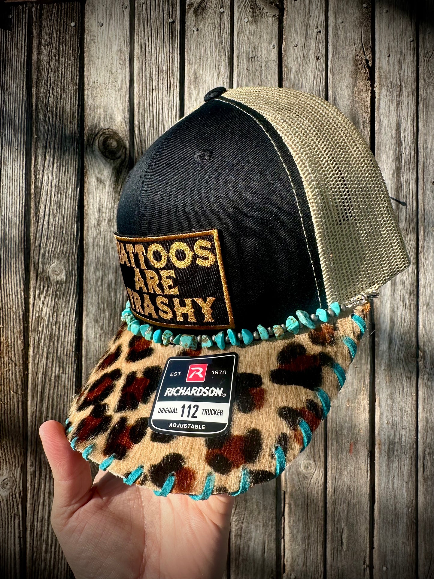 “Tattoos are Trashy” Cowhide Trucker Hat #22