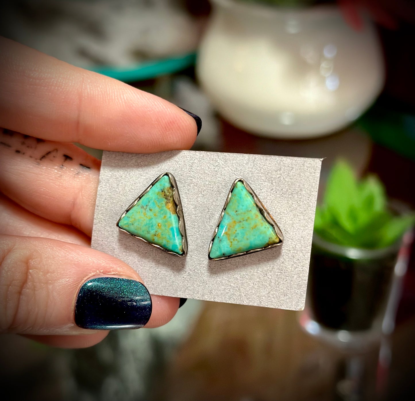 Triangle Turquoise Stud Earrings