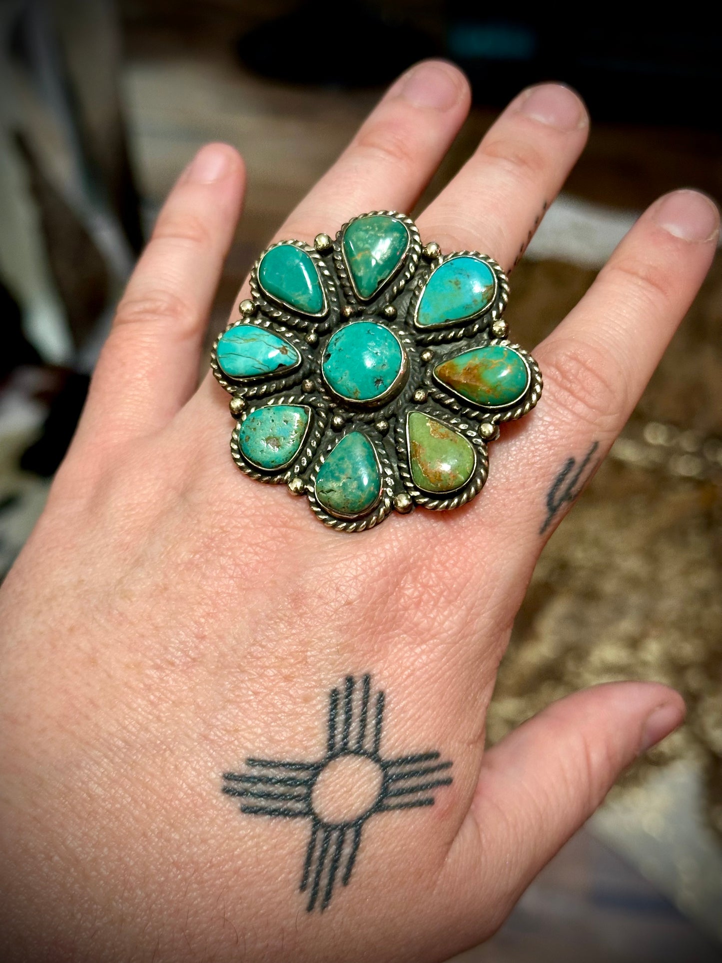 Turquoise Cluster Statement Ring