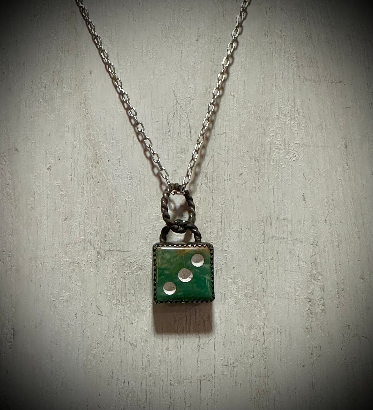 Green “tres” Dice Necklace