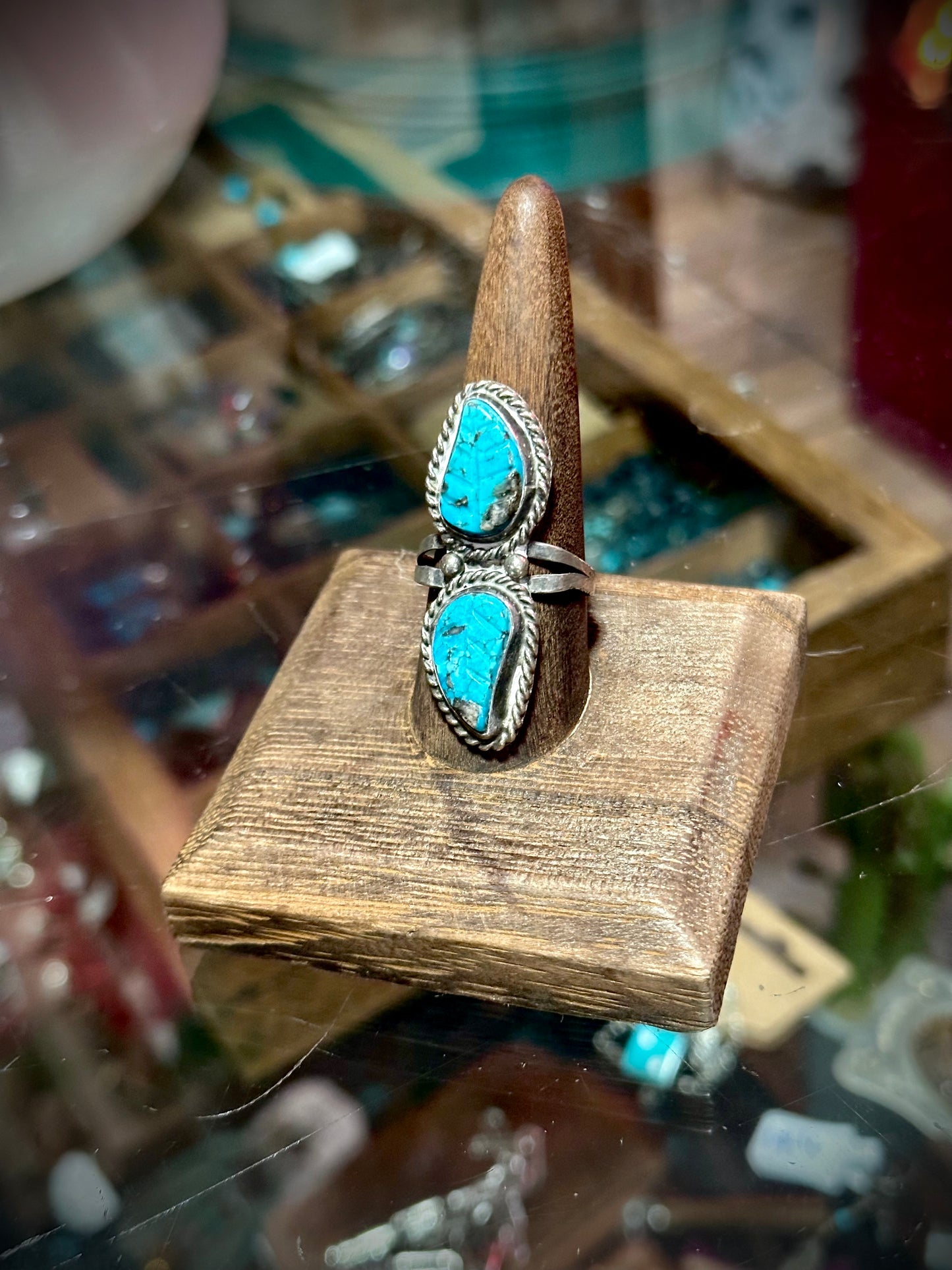 Vintage Carved Turquoise Ring