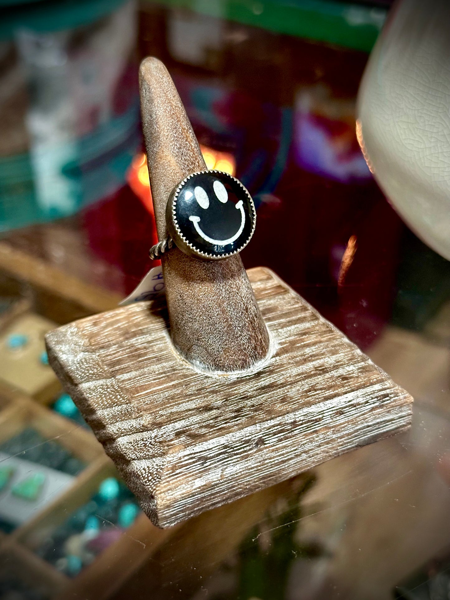 Black Smiley Ring