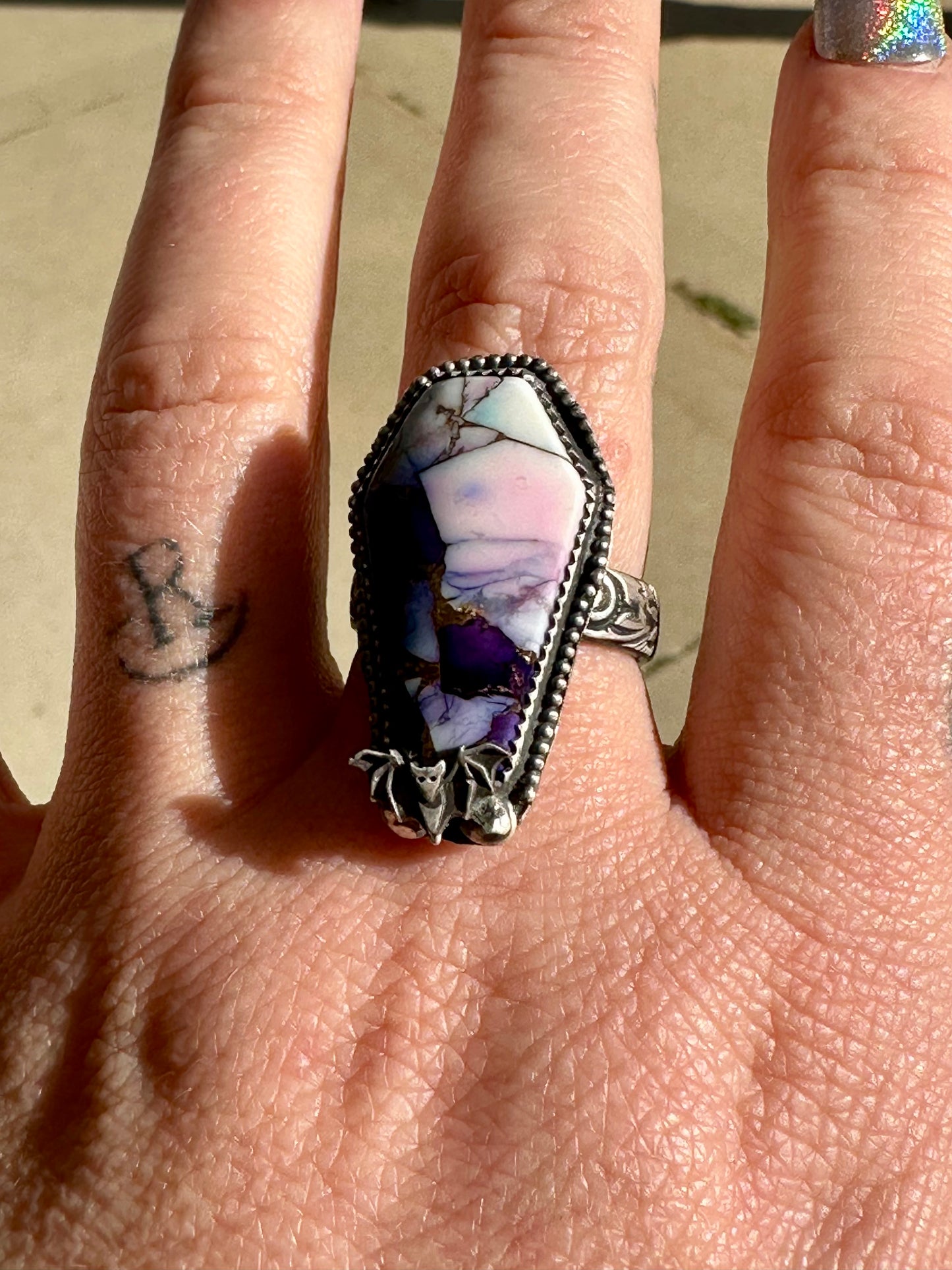 Adjustable Purple Mojave Coffin Ring