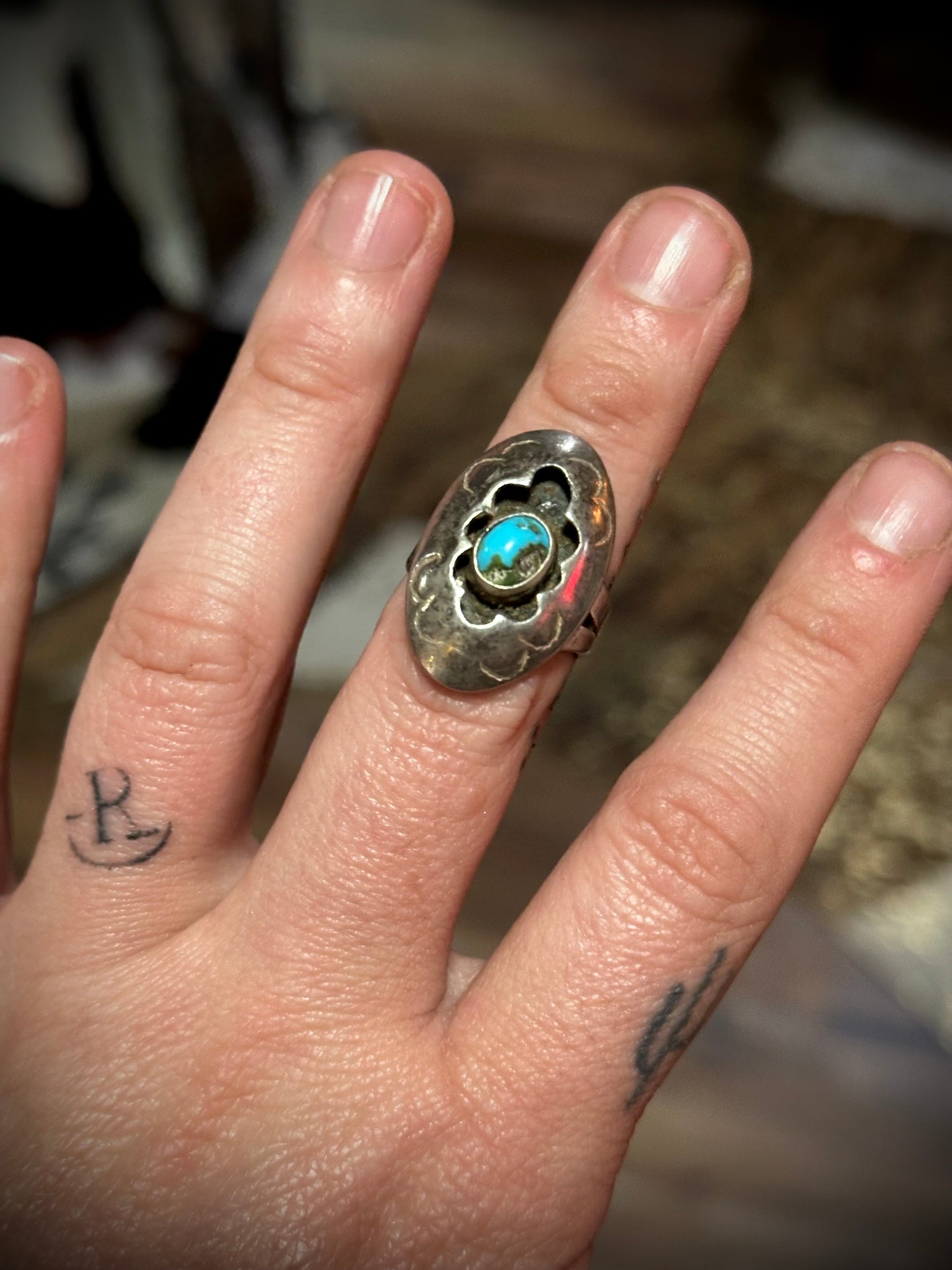 Vintage Turquoise Shadow Box Ring