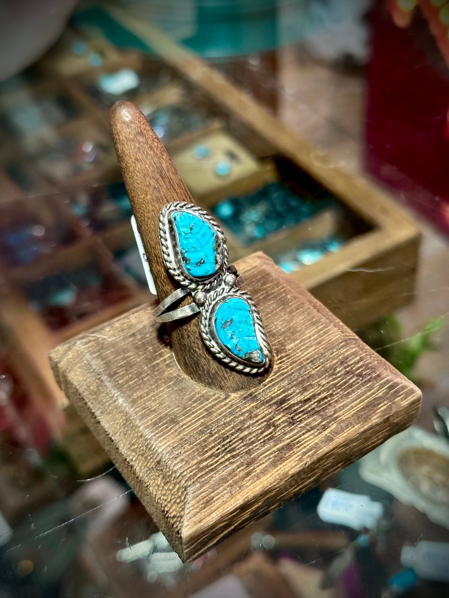 Vintage Carved Turquoise Ring