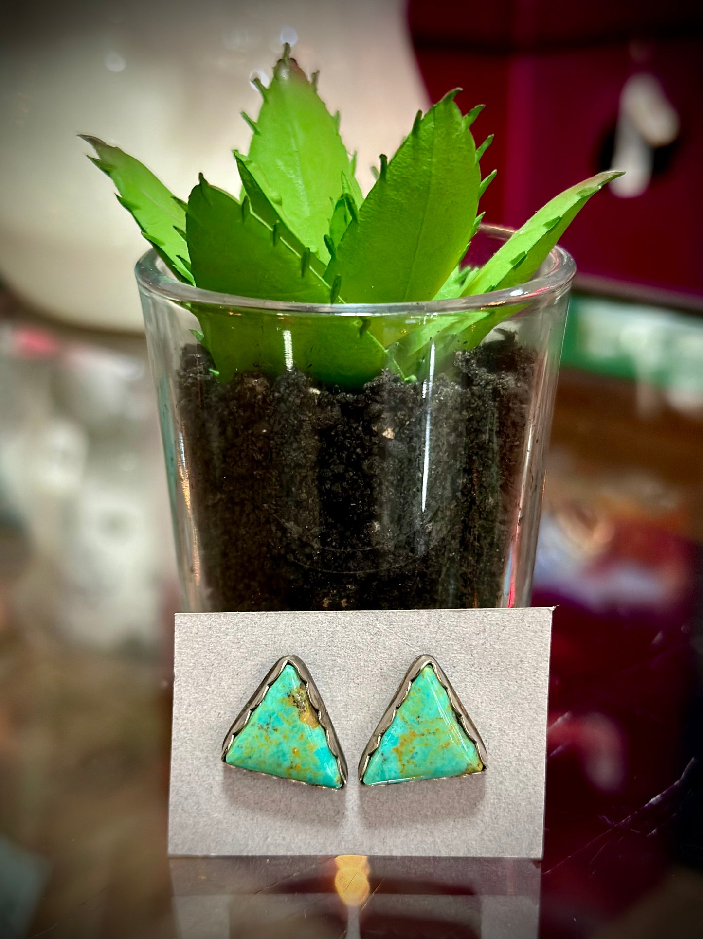 Triangle Turquoise Stud Earrings