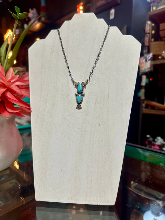 2 Stone Turquoise Necklace