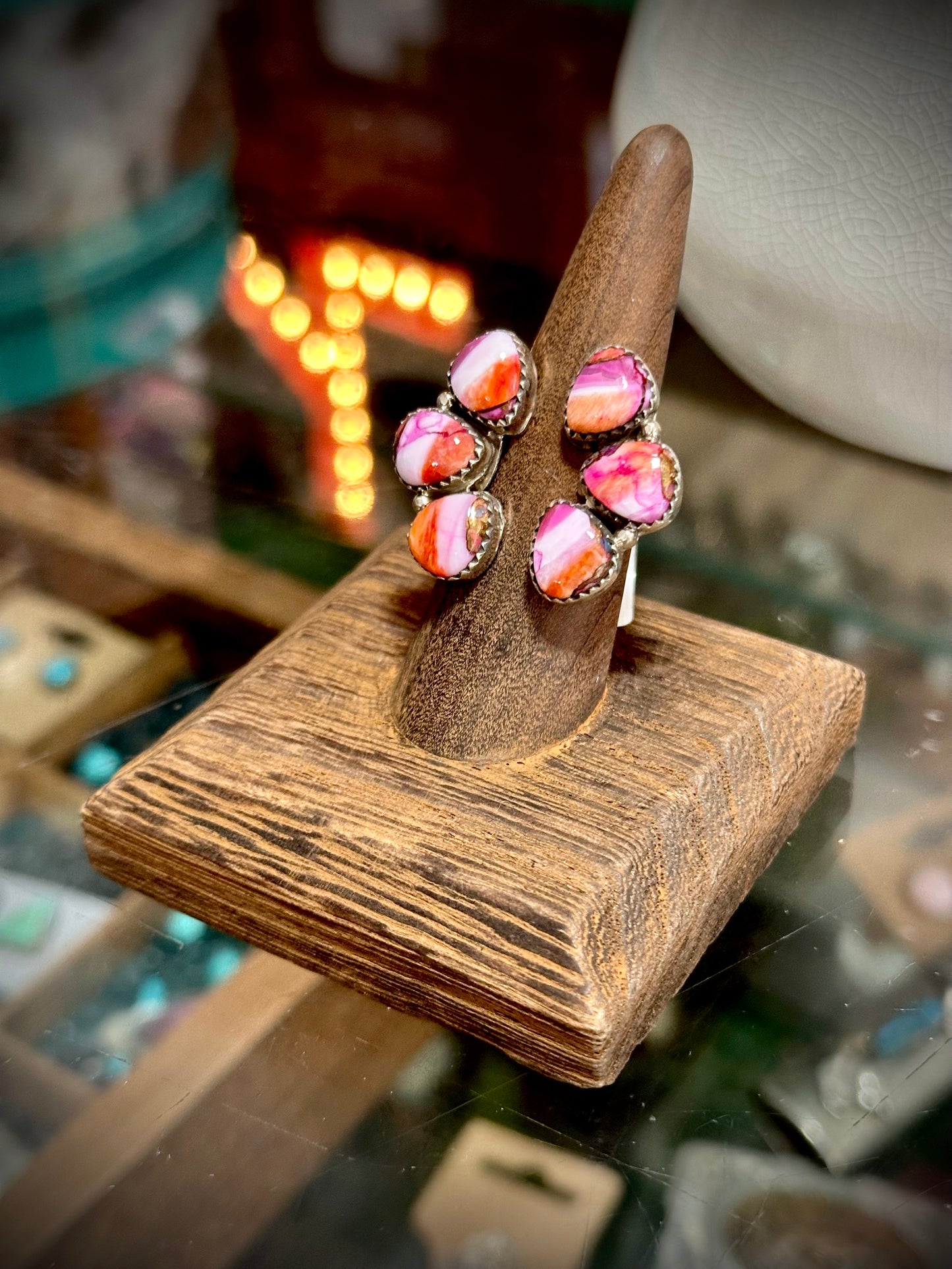 Pink Dahlia Cluster Ring