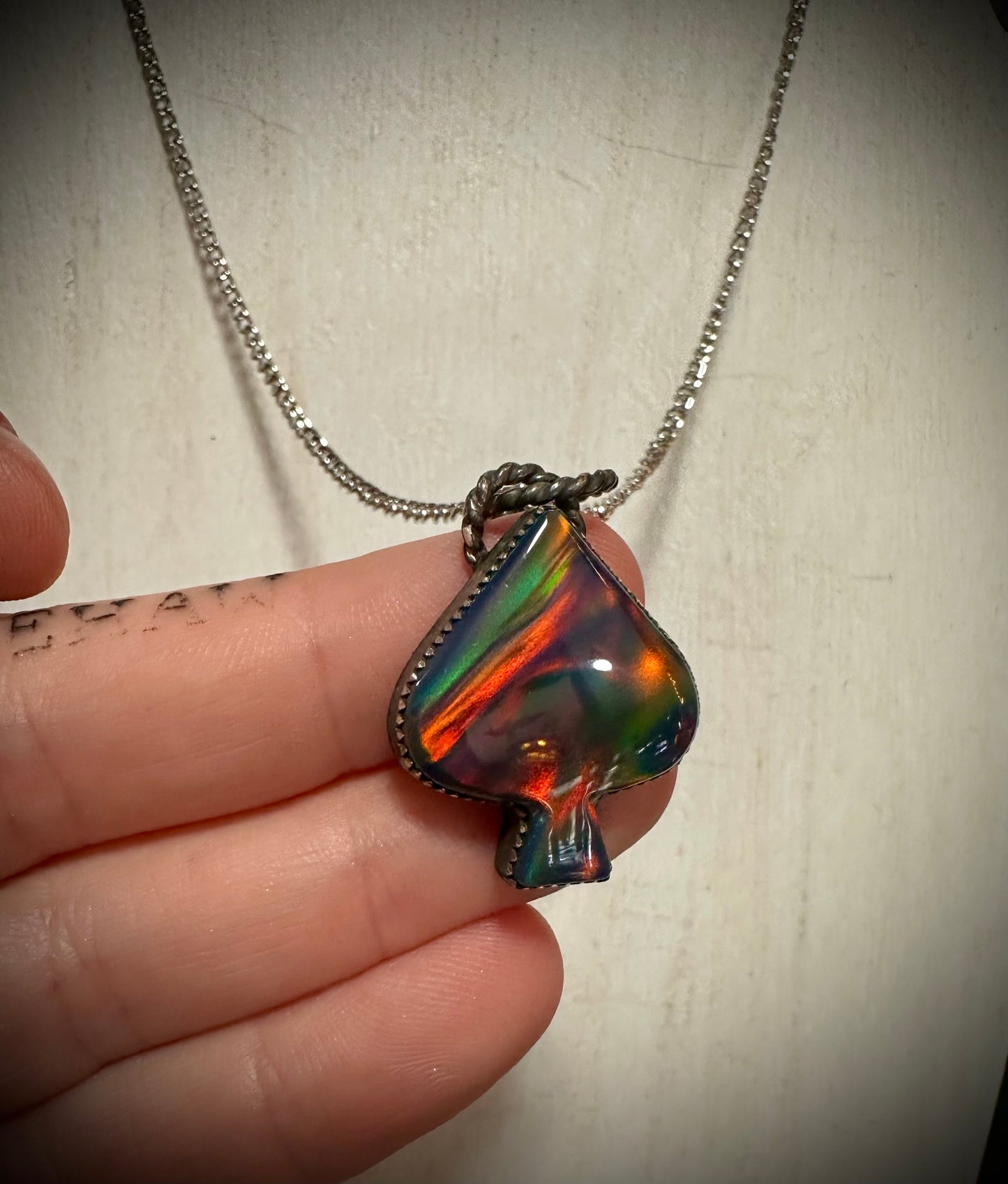 Rainbow Opal Spade Necklace