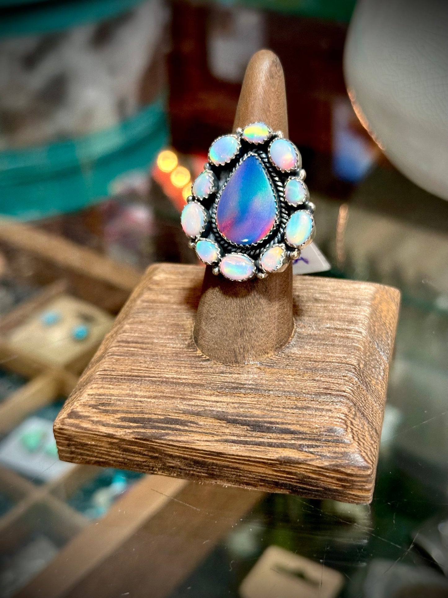 Drop Opal Cluster Ring