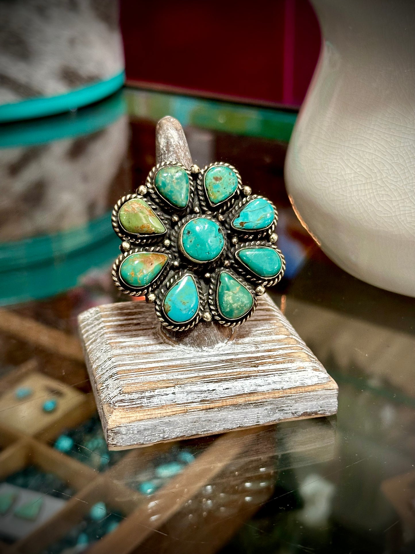 Turquoise Cluster Statement Ring