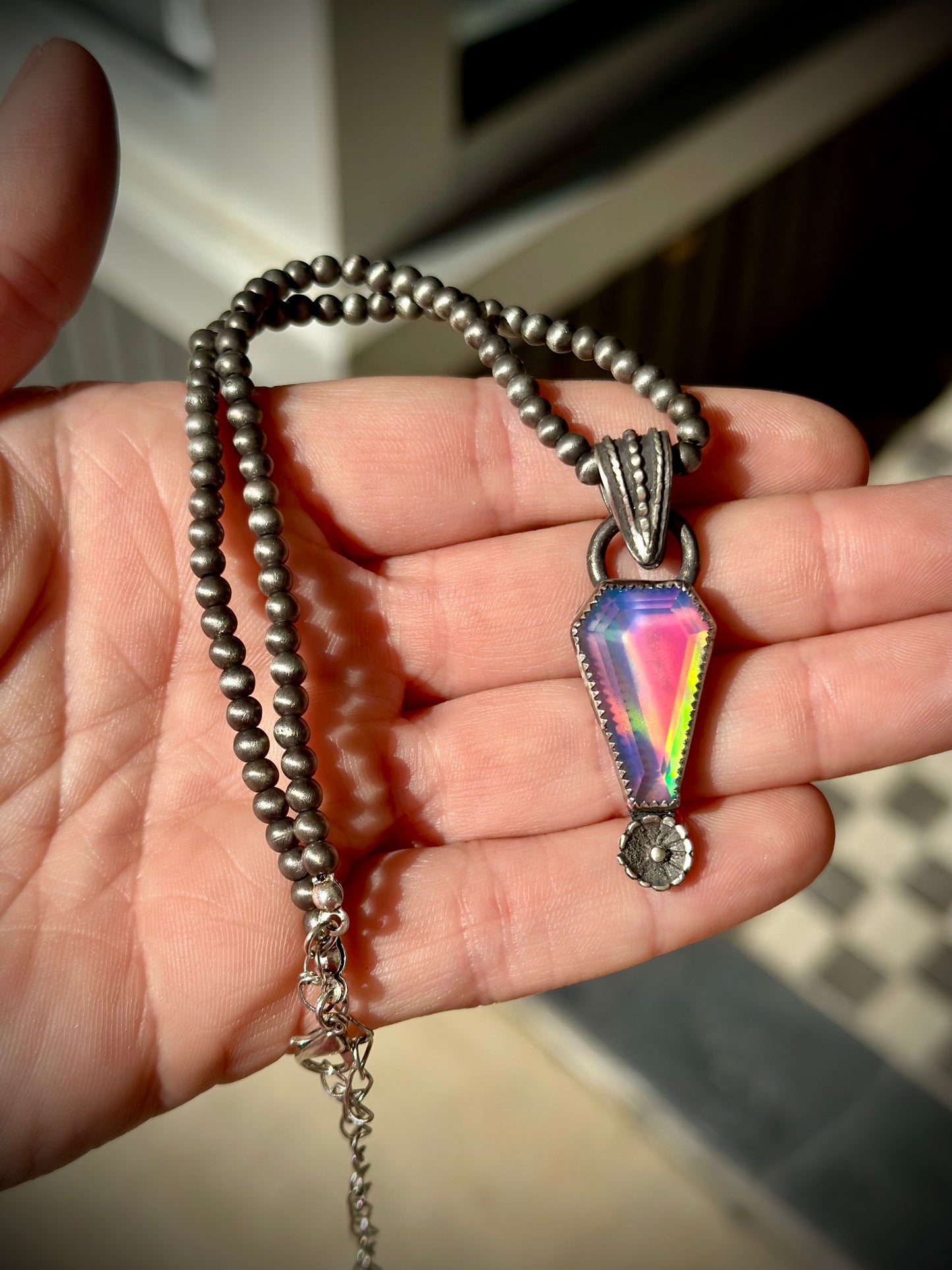 Vibrant Opal Coffin Pendant