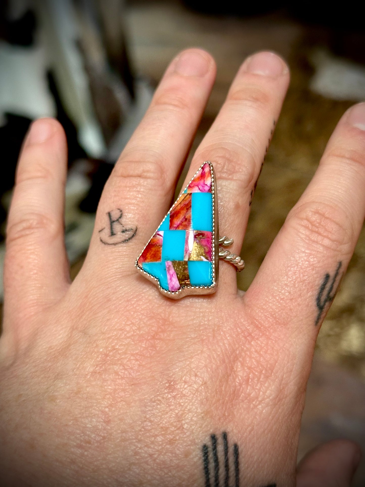 Checkered Arrow Ring