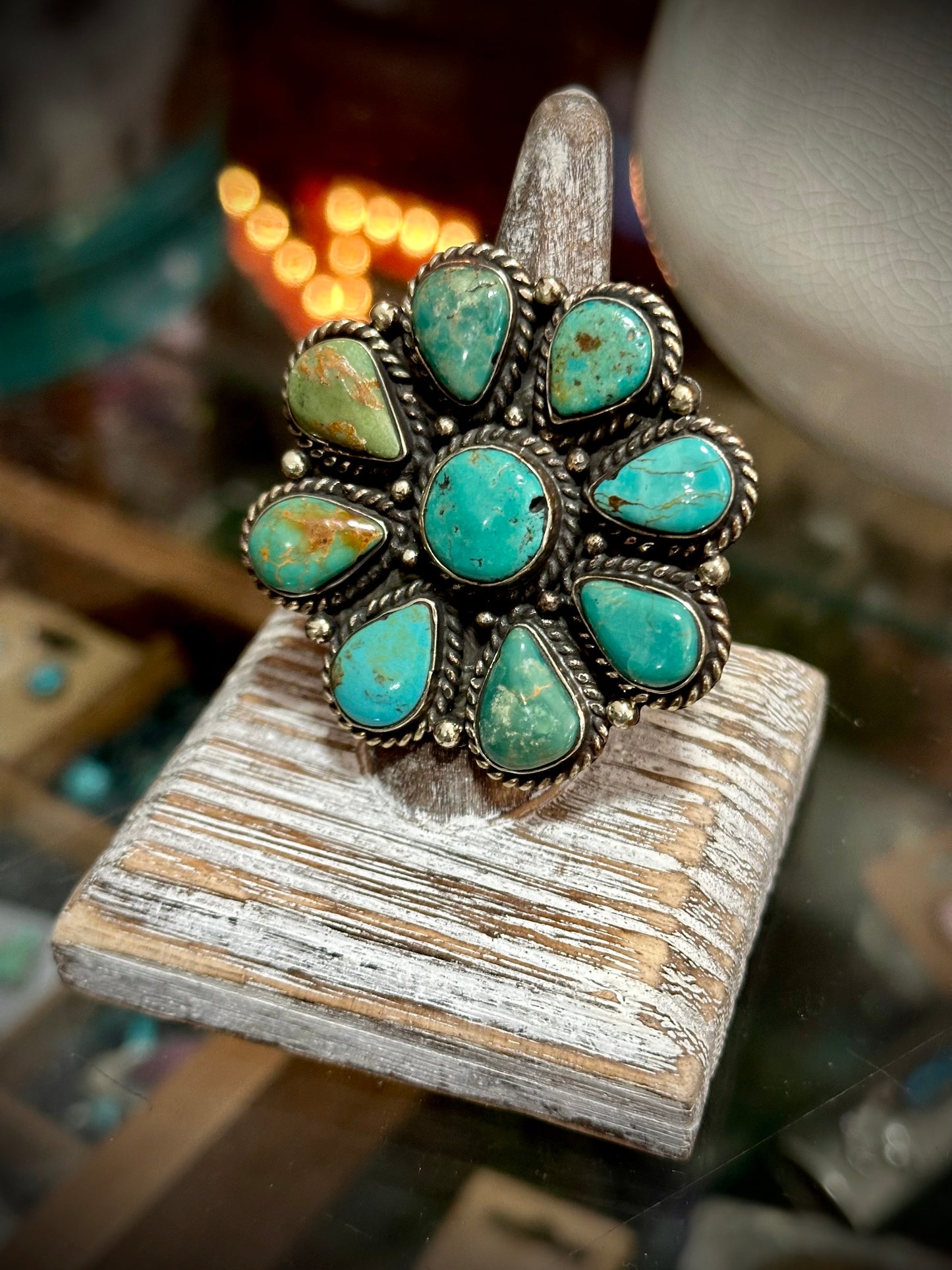 Turquoise Cluster Statement Ring