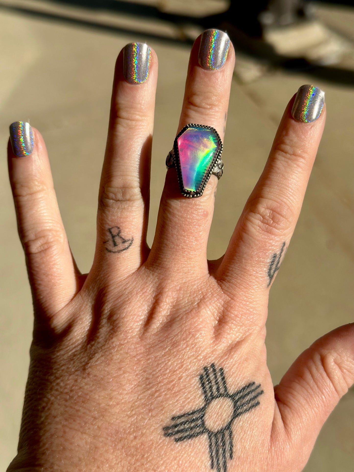 Opal Coffin Ring