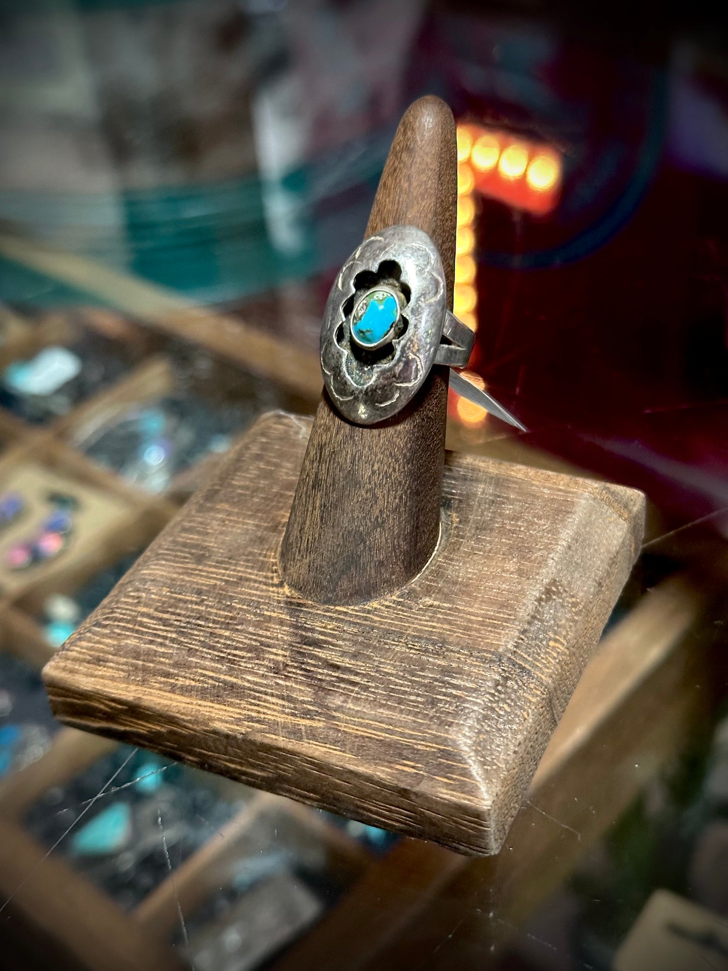 Vintage Turquoise Shadow Box Ring