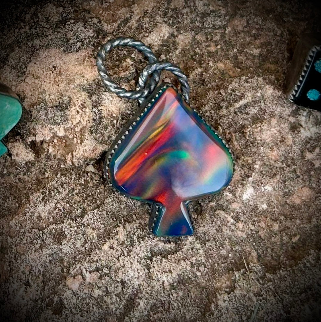 Rainbow Opal Spade Necklace