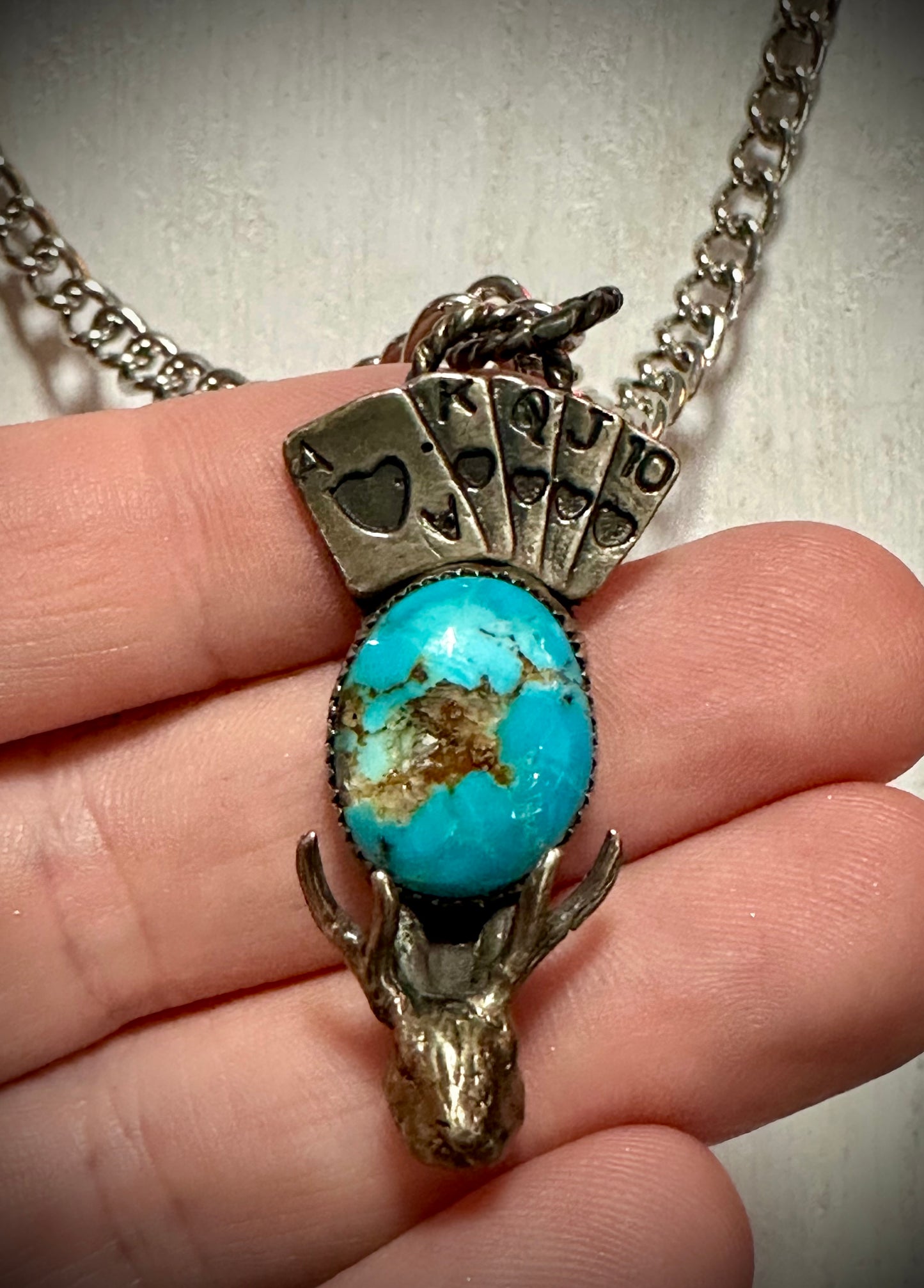 Gambling Jackalope Turquoise Necklace