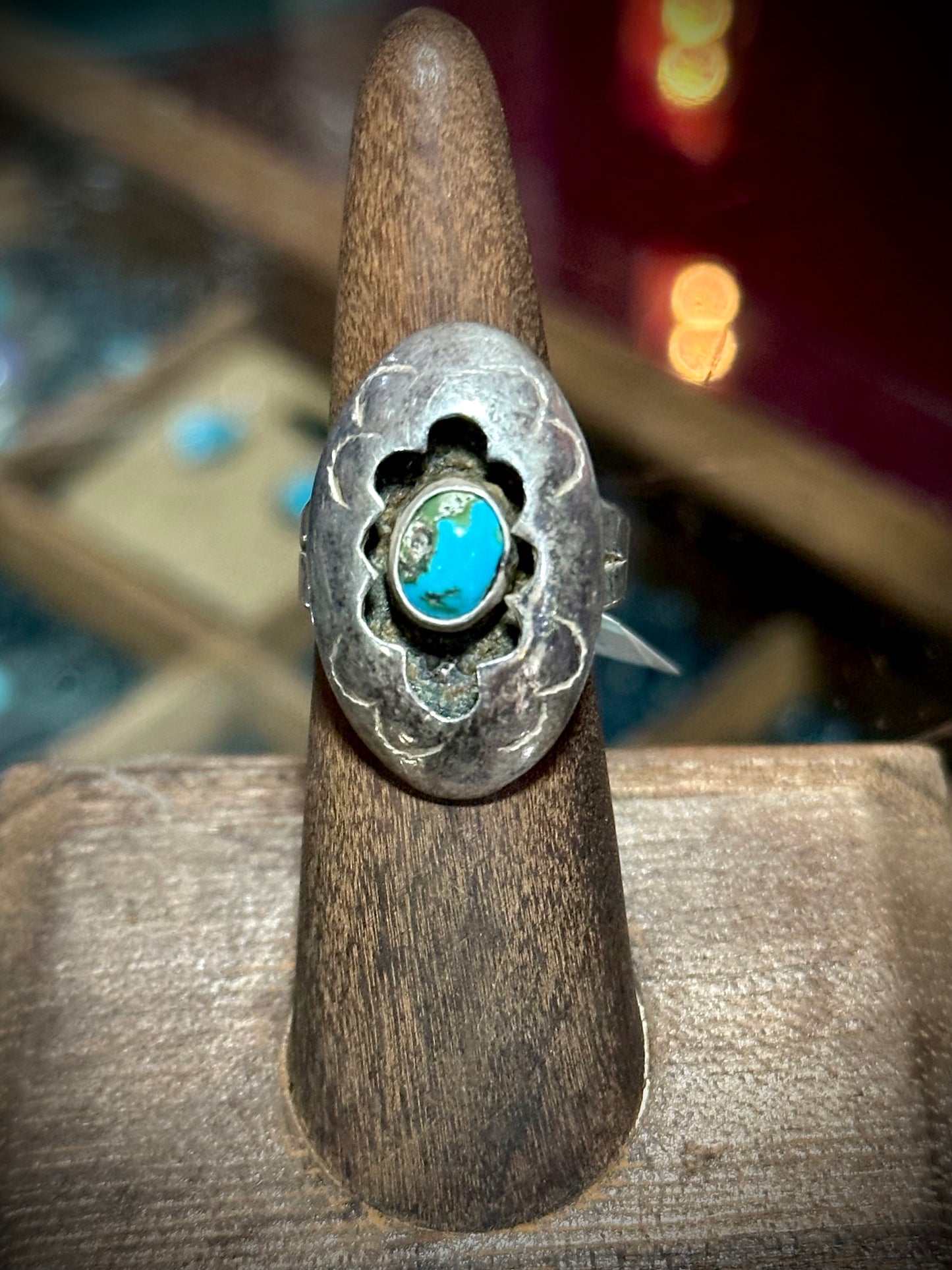 Vintage Turquoise Shadow Box Ring