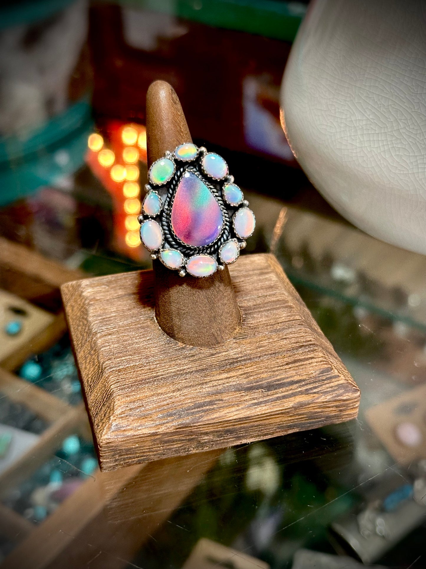 Drop Opal Cluster Ring