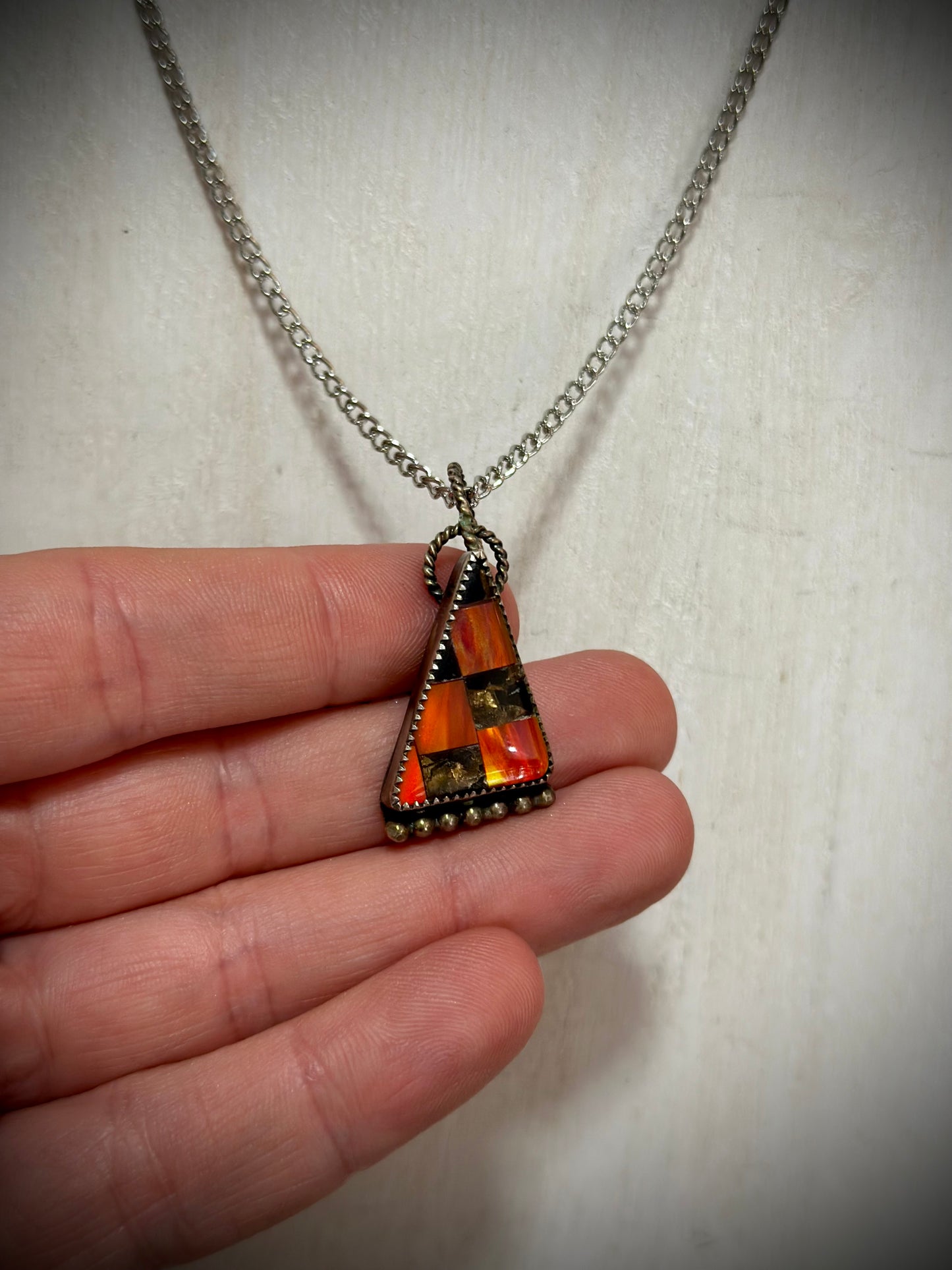 Abstract Checkered Opal Necklace