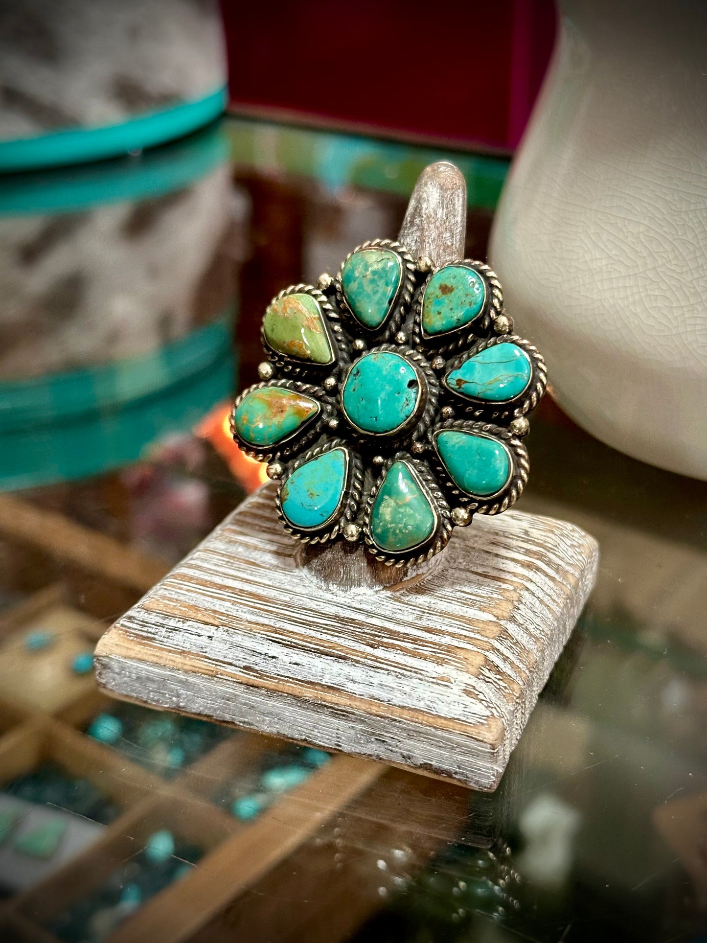 Turquoise Cluster Statement Ring