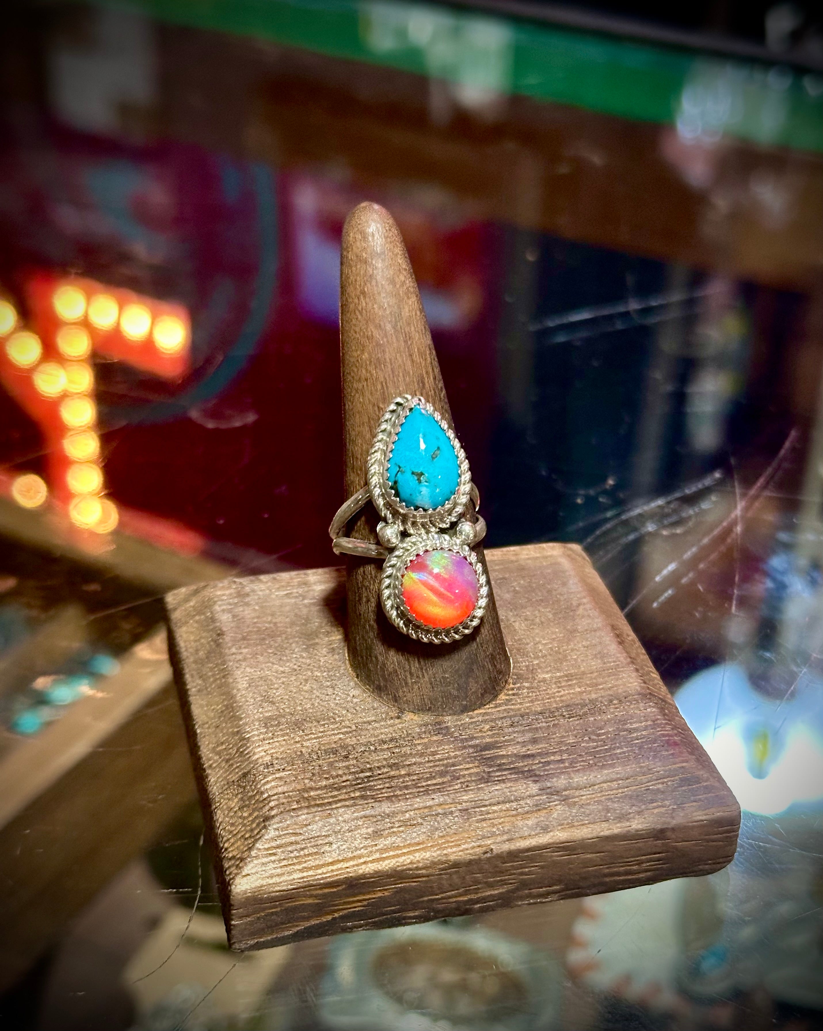 Kingman/Galaxy Opal 2 Stone Ring – Full River Fabrication