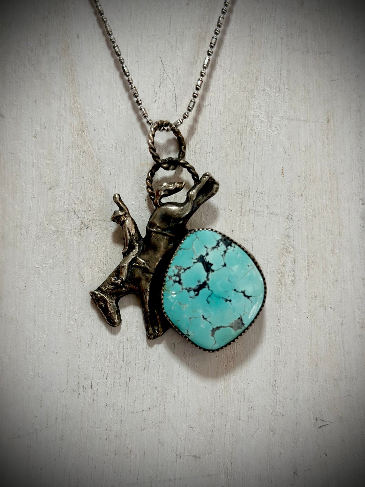 Turquoise Bucker Pendant with Chain