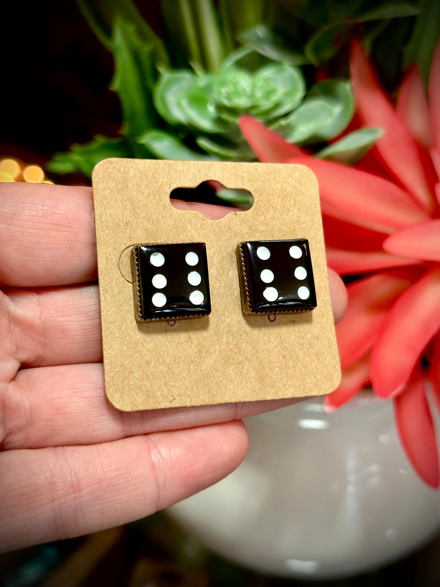 Black and White Dice Earrings