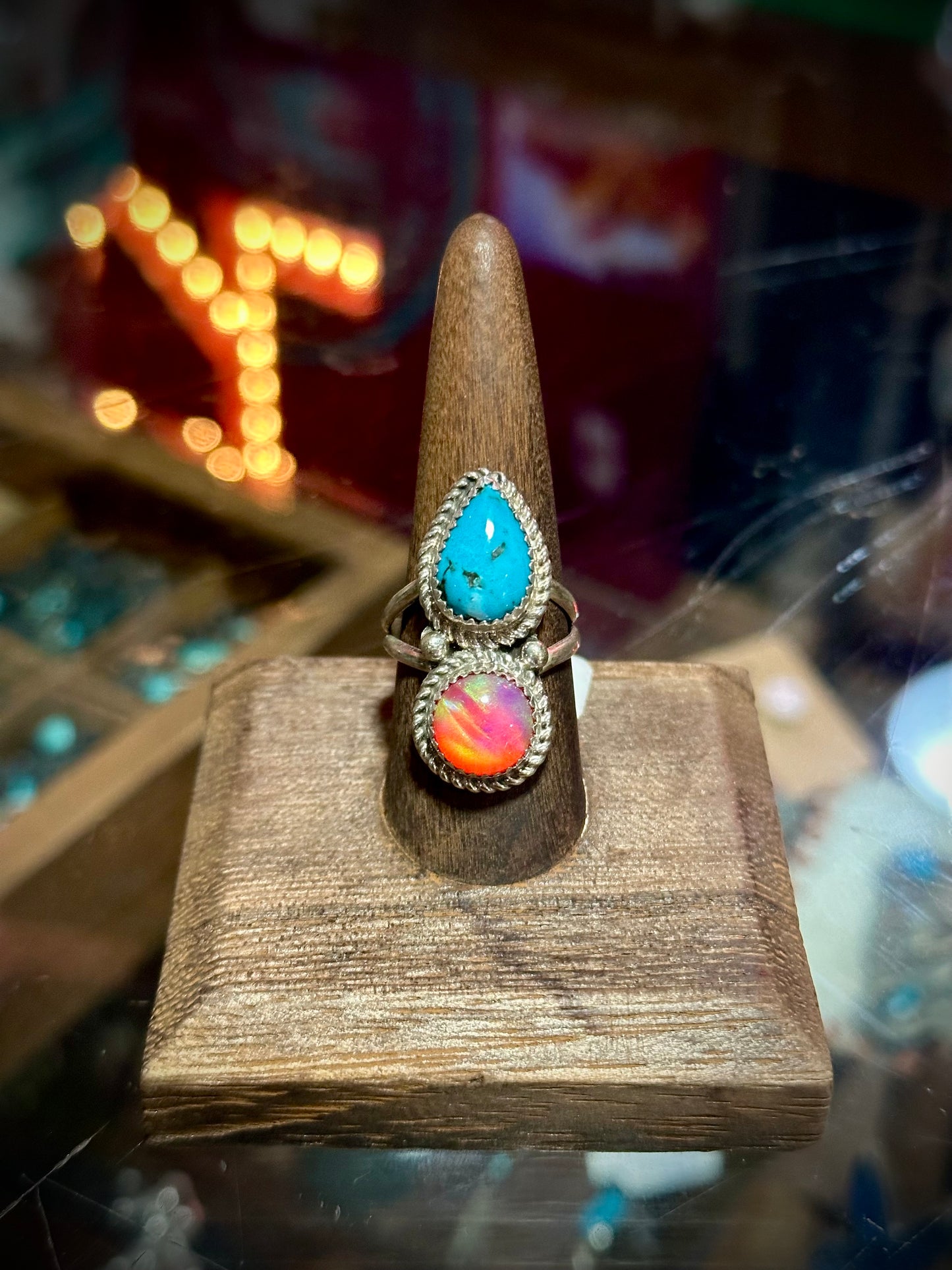 Kingman/Galaxy Opal 2 Stone Ring