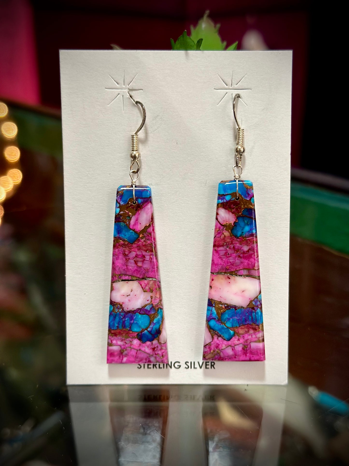 Pink Dahlia Slab Earrings #2