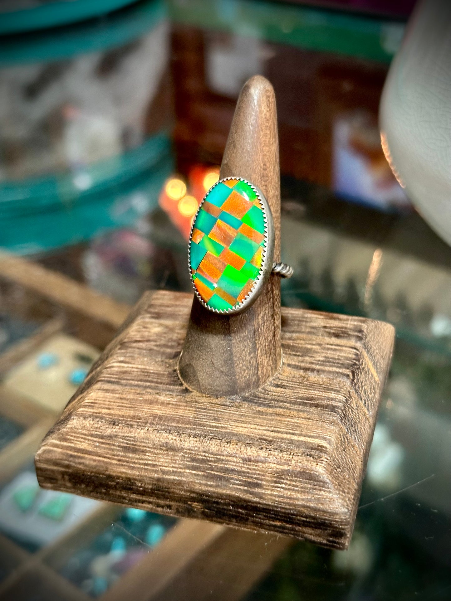 Checkered Opal Ring