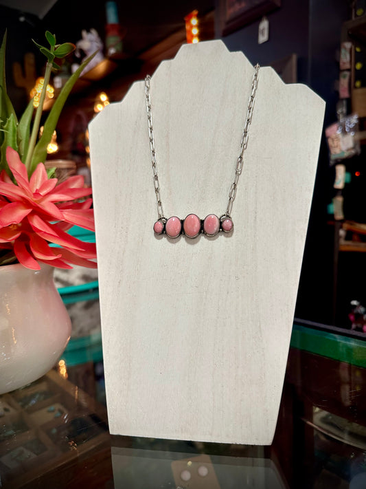 5 Stone Pink Conch Necklace