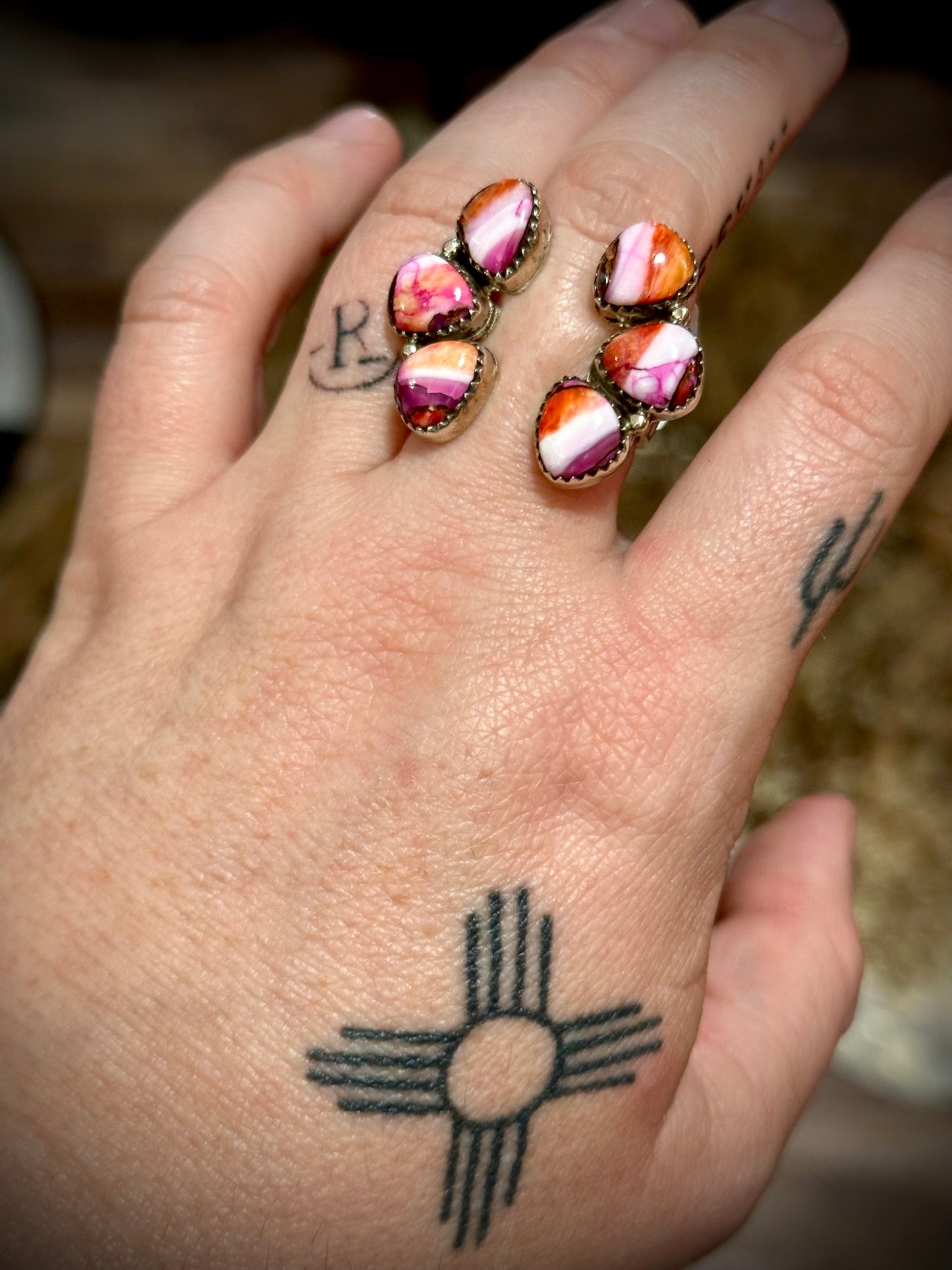 Pink Dahlia Cluster Ring