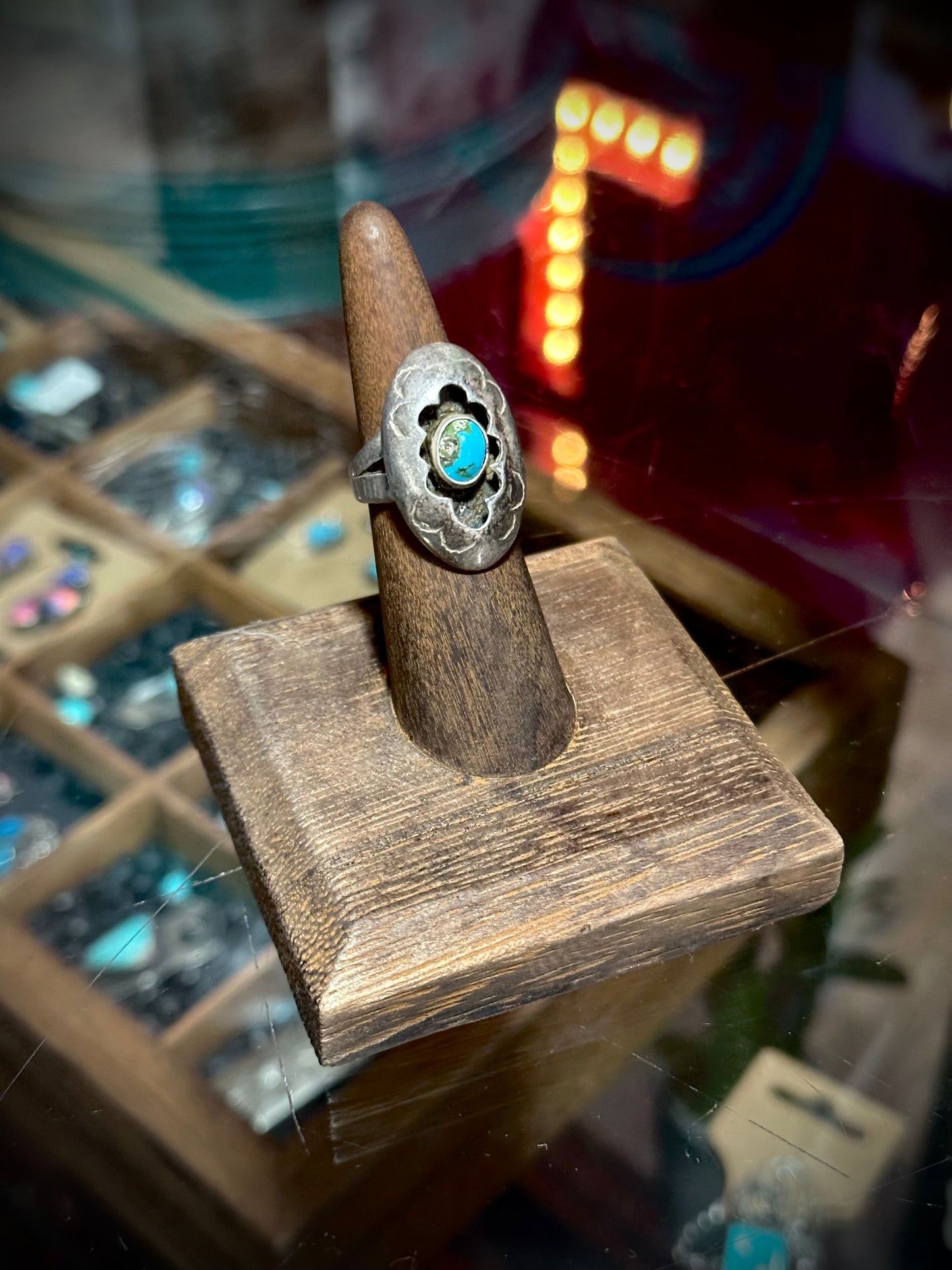 Vintage Turquoise Shadow Box Ring