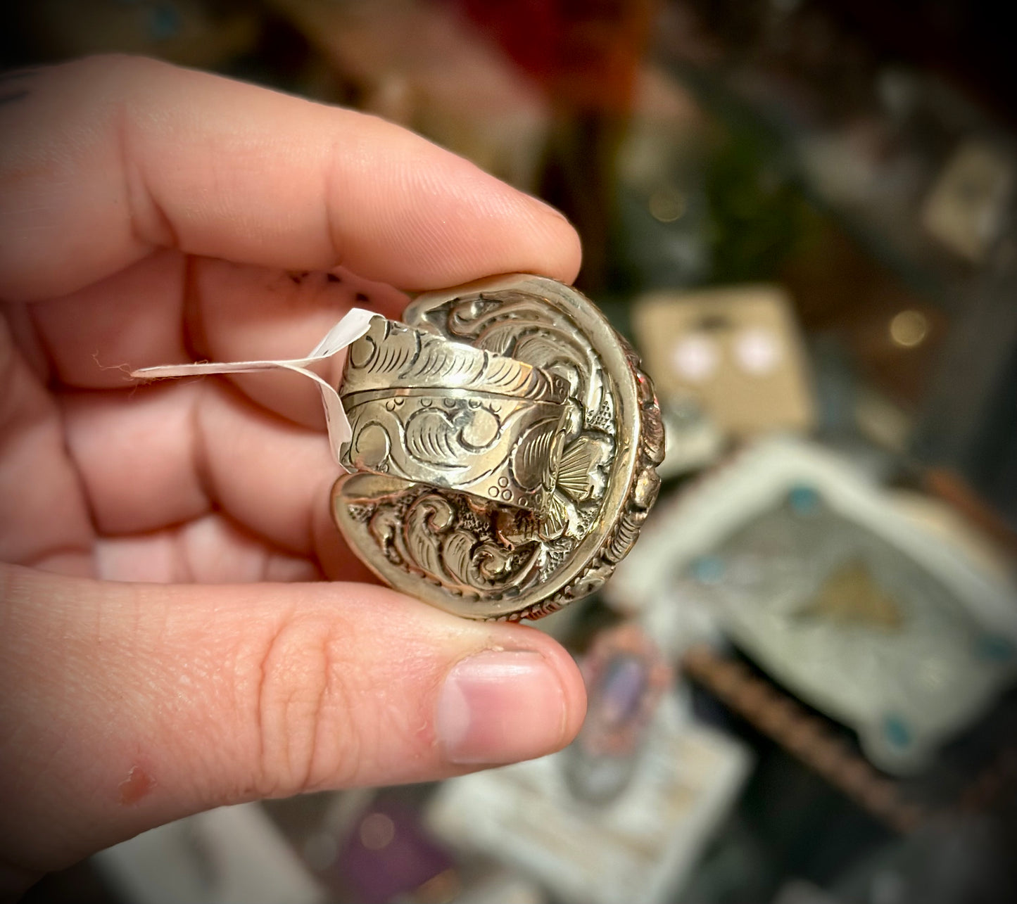 Crescent Moon Chrysocolla Ring