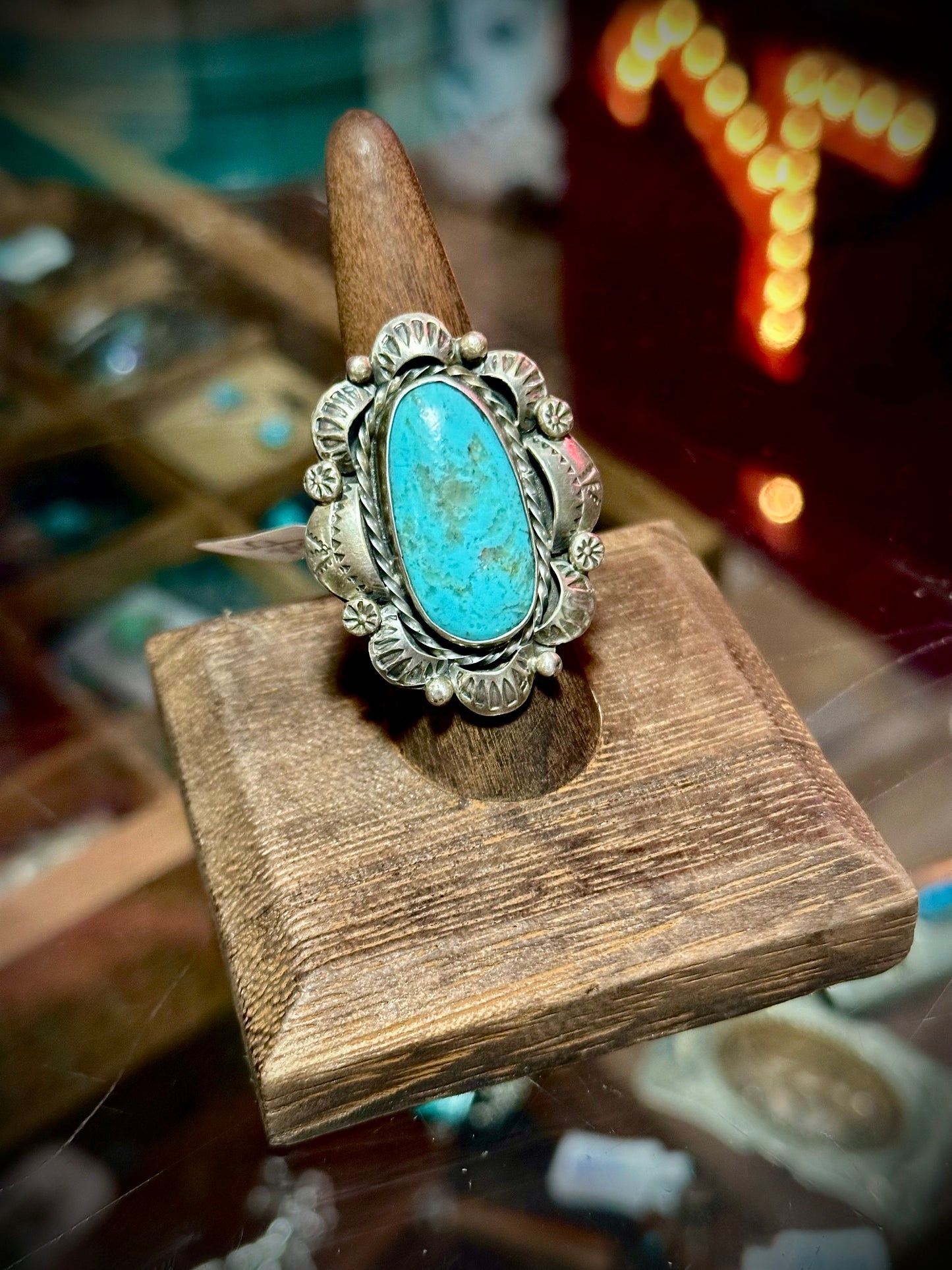 Vintage Large Turquoise & Silver Ring