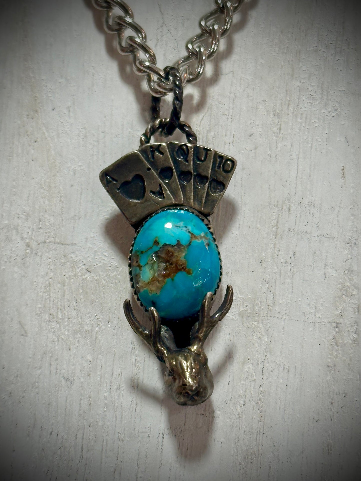 Gambling Jackalope Turquoise Necklace