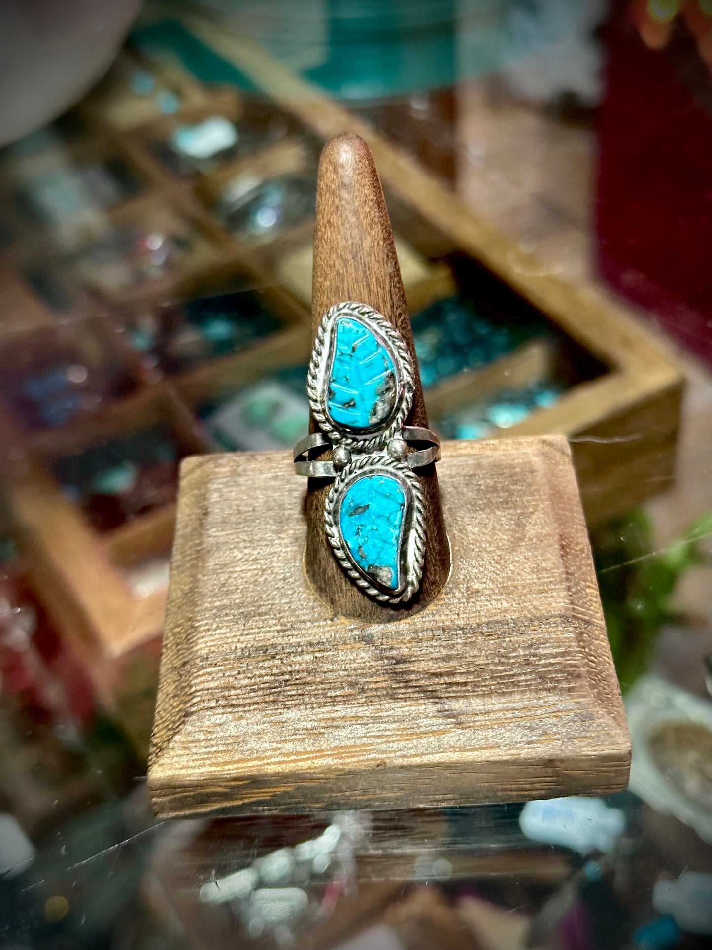 Vintage Carved Turquoise Ring