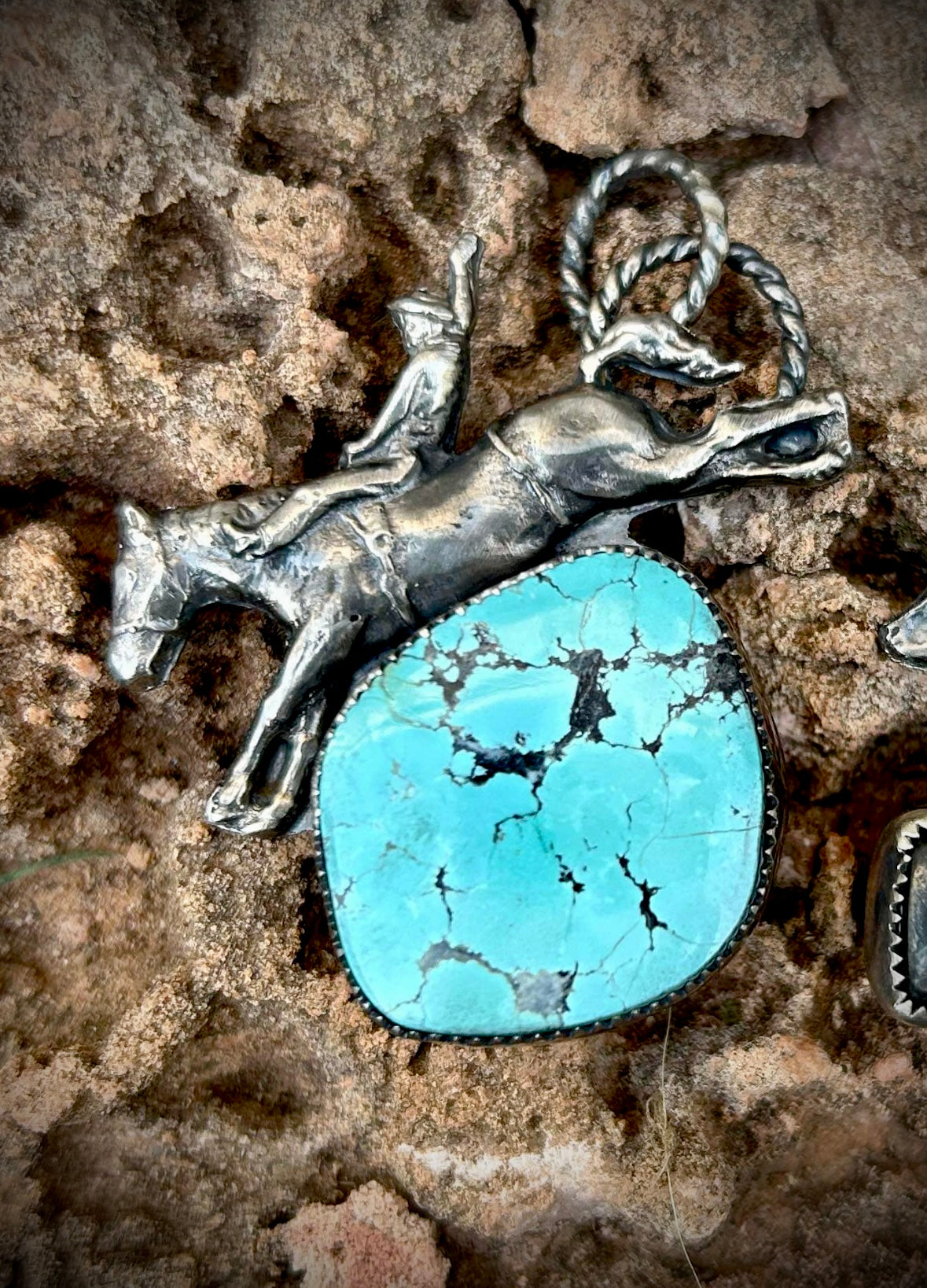 Turquoise Bucker Pendant with Chain