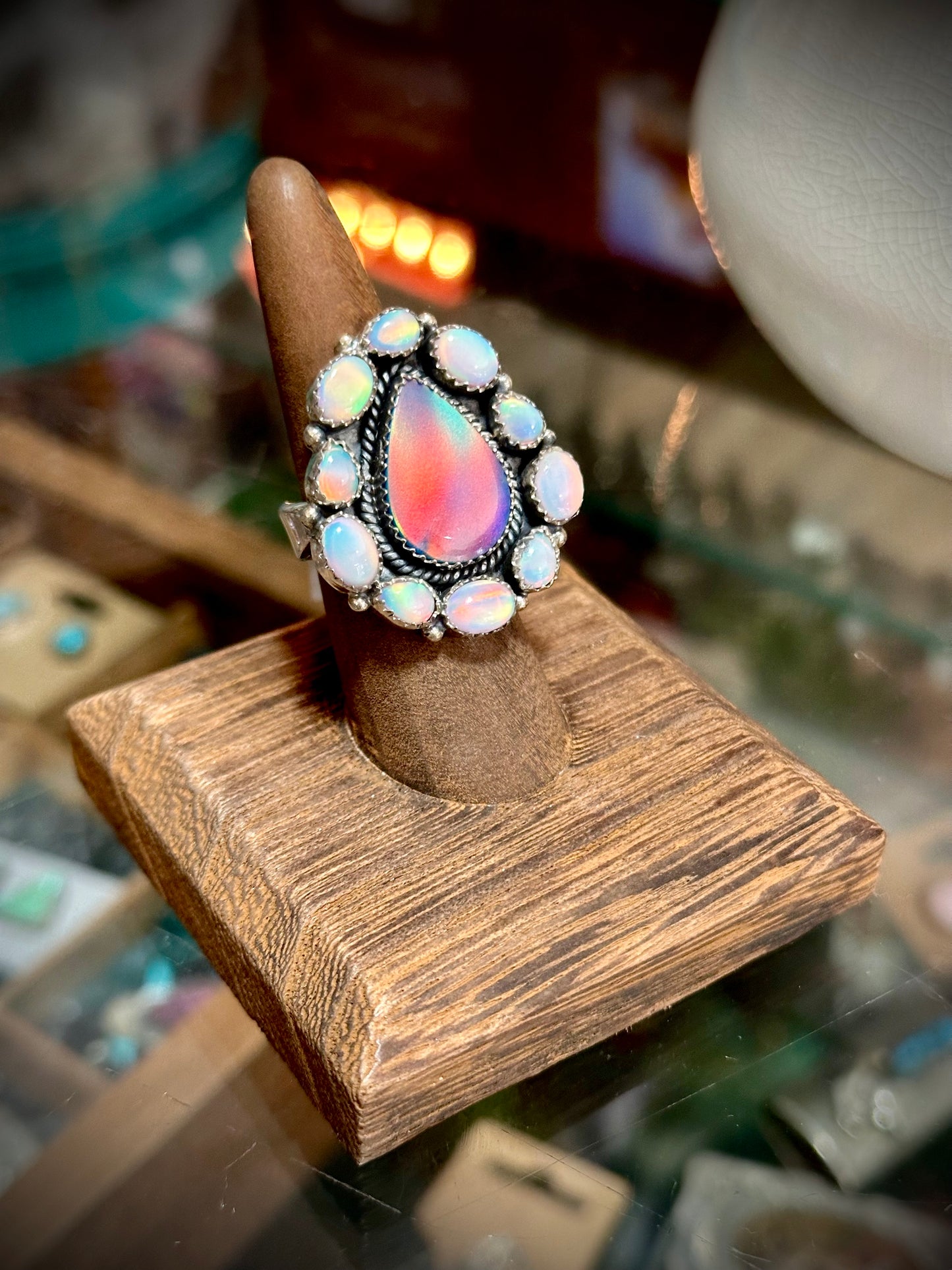 Drop Opal Cluster Ring