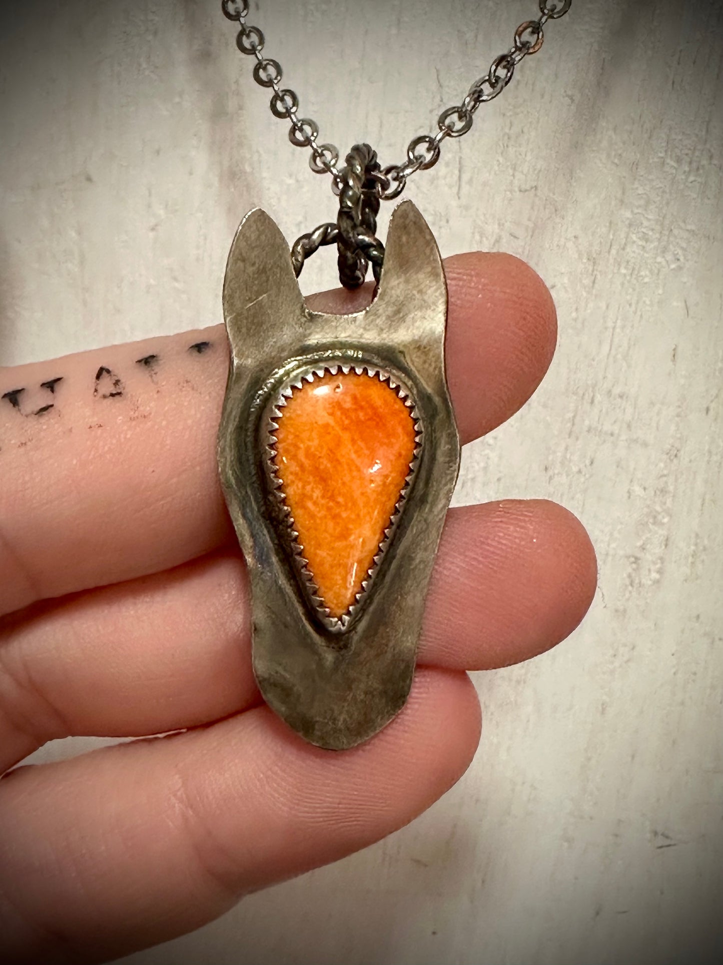 Orange Spiny Horse Necklace