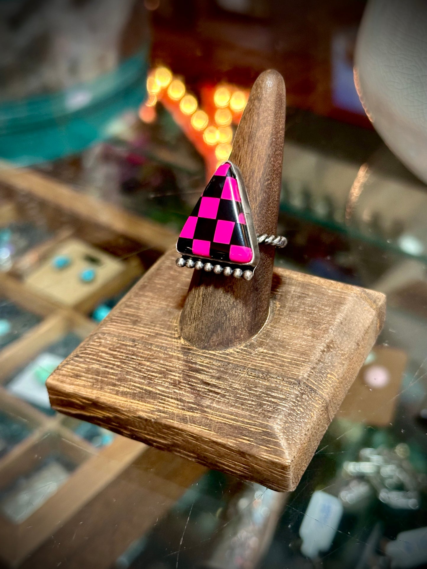 Pink Checkered Ring