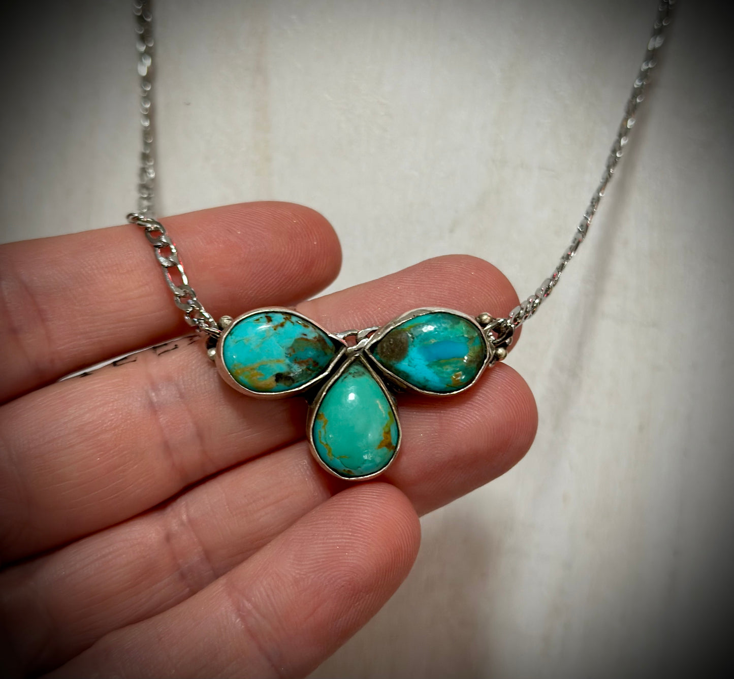 Turquoise 3 Stone Pendant Necklace