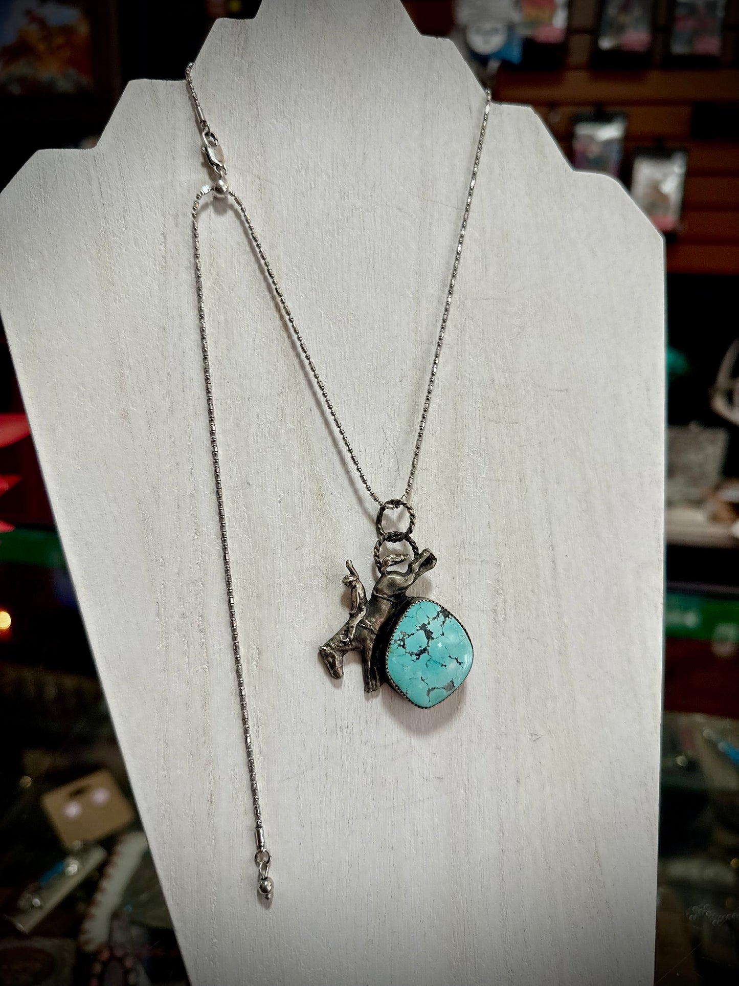 Turquoise Bucker Pendant with Chain