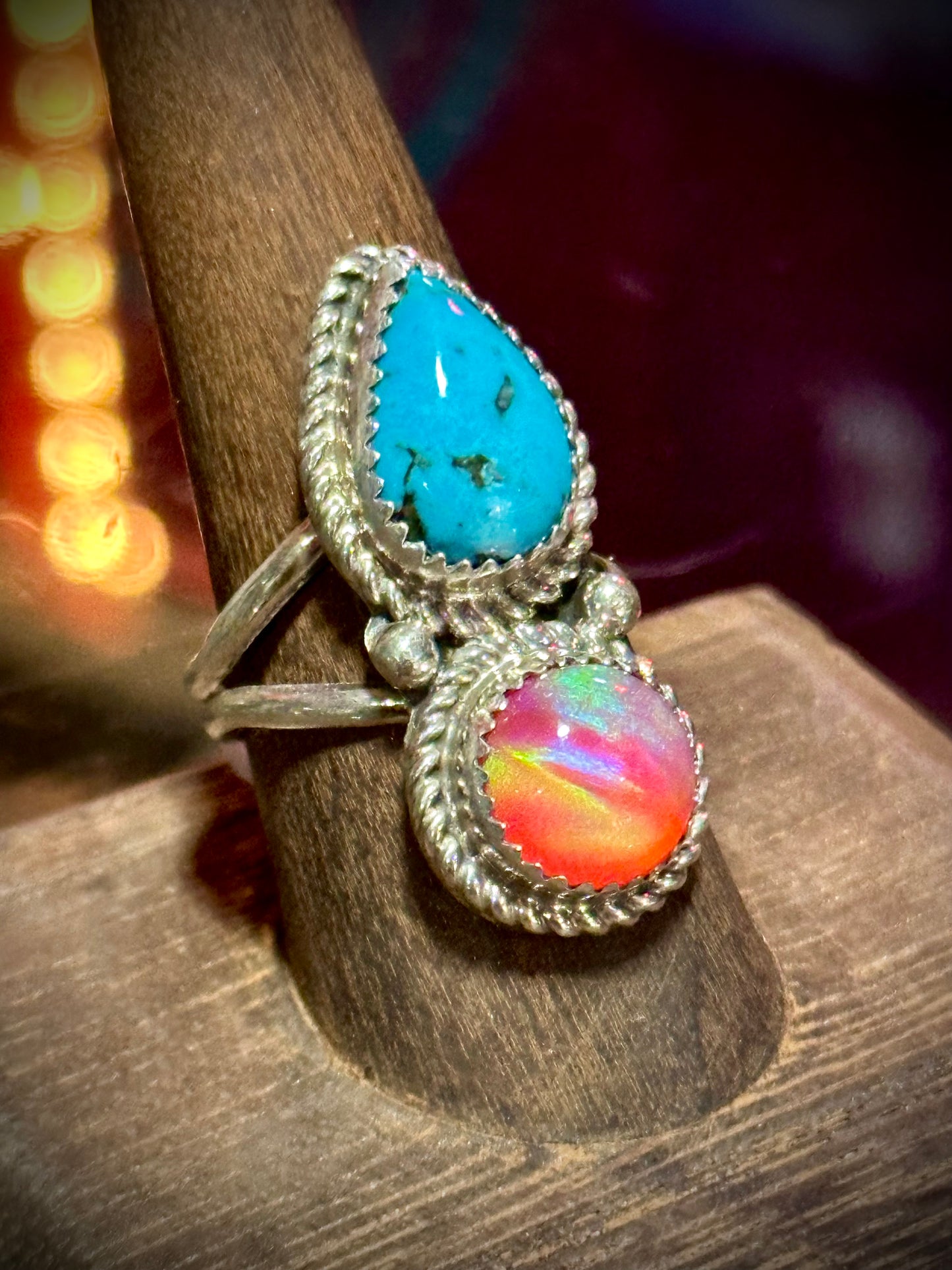 Kingman/Galaxy Opal 2 Stone Ring