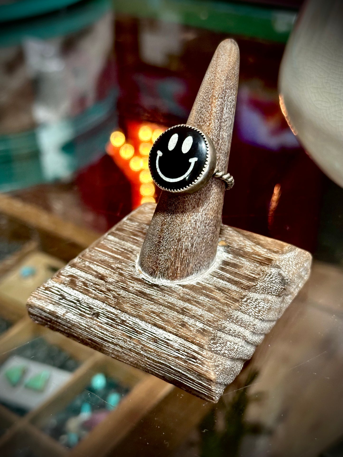 Black Smiley Ring